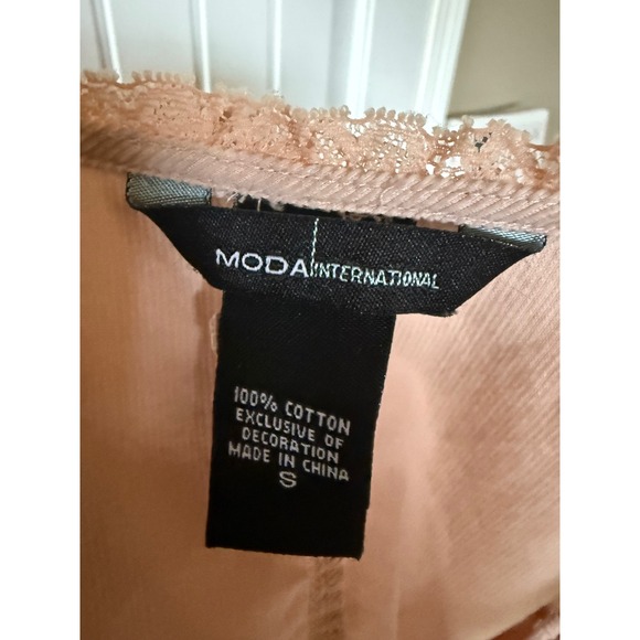 Moda International Pink Lace Corset Style Button Front Cap Sleeve Top Size S - Picture 4 of 4